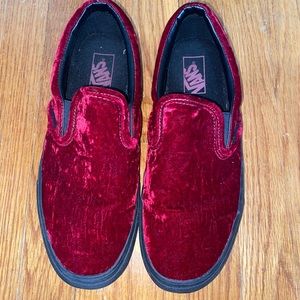 Unisex Red Velvet Slip-On Vans